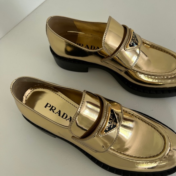 NWT Prada Gold Loafers - Picture 3 of 10